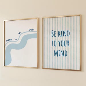 Mental Health Art Prints: Calming Blue Therapy Office Decor (Digital Download)