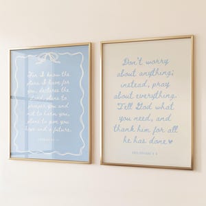 Modern Christian Art, Christian Wall Art Blue Scripture, Printable Christian Quote Art Print, Jeremiah 29:11, Cute Bible Verse Print