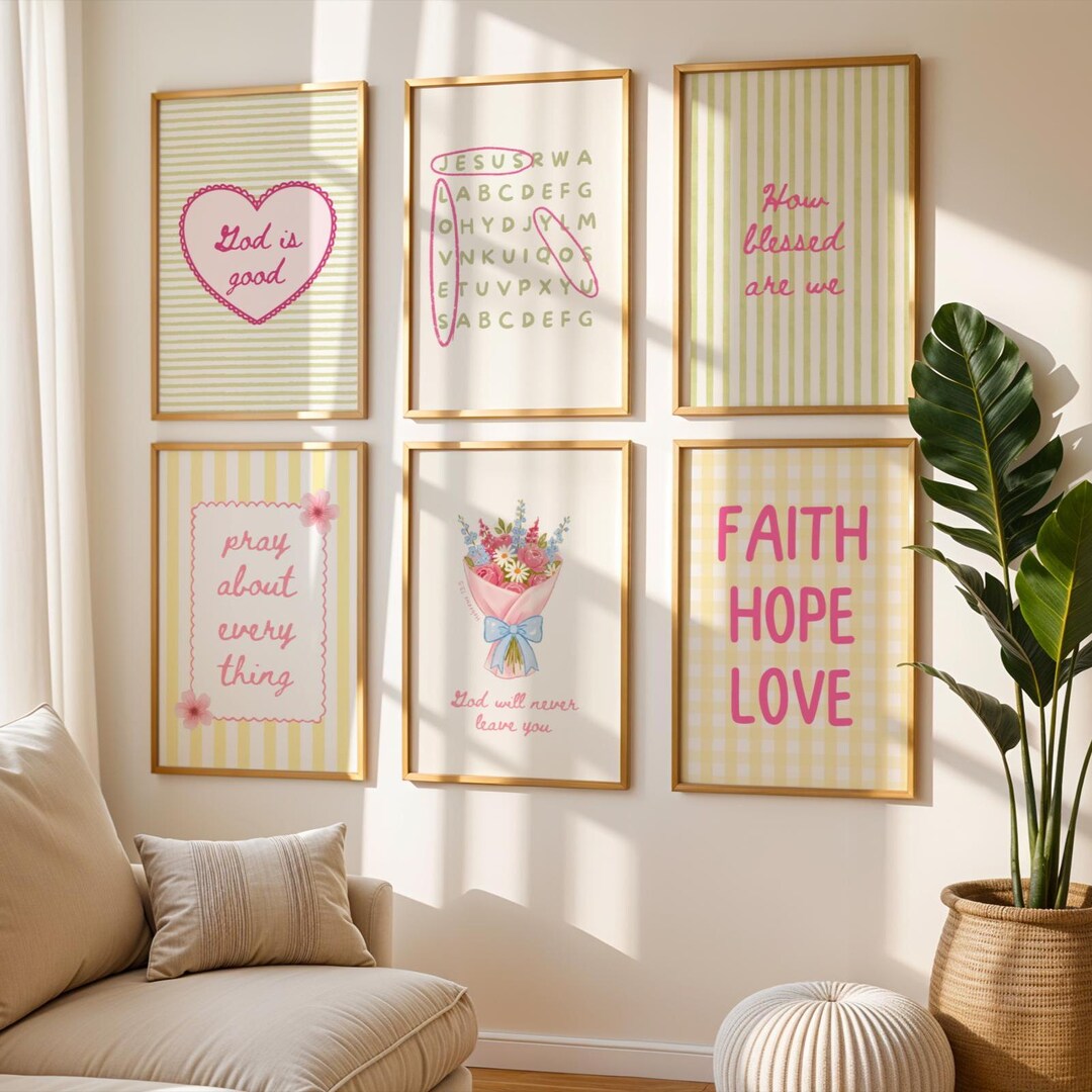 Trendy Christian Wall Art Set of 6 Printable Bible Verse Posters ...