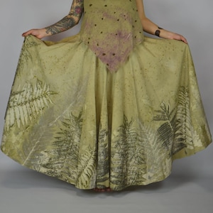 Hand-Dyed Eco Print Cotton Full Circle Skirt • Forest Rustle Leaf Print • One-of-a-Kind Boho Skirt DDP