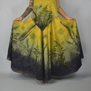 Hand-Dyed Eco Print Cotton Full Circle Skirt • Meadow in the Sun Leaf Print • One-of-a-Kind Boho Skirt DDP