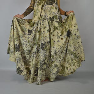 Hand-Dyed Eco Print Cotton Midi Skirt • Woodland Nymph Leaf Print • One-of-a-Kind Boho Skirt DDP