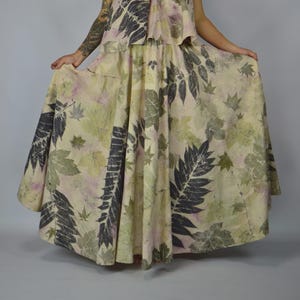 Hand-Dyed Eco Print Cotton Skirt • Raspberry Grove Leaf Print • One-of-a-Kind Boho Maxi Skirt DDP