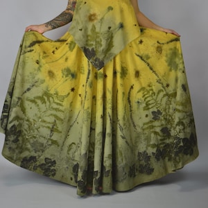 Eco Printed Cotton Skirt • Full Circle Boho Skirt • Handmade Nature Print Clothing • One-of-a-Kind Botanical Skirt DDP