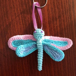 Handmade Dragonfly Keychain, Handmade Bag Charm, Crochet Dragonfly Keychain, Handmade Dragonfly Keychain Gift for Bridesmaids, Cute Bff Gift