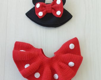 Crochet Minnie Mouse Costume Set: Baby Halloween Photo Prop