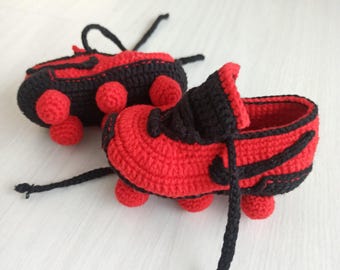 Handmade Crochet Baby Soccer Booties: Cotton Newborn Prop