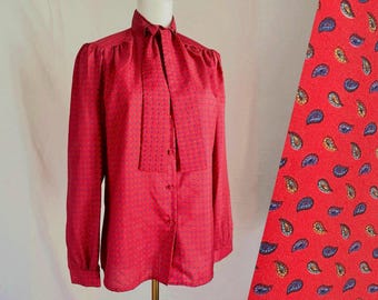 Chemise Col Roulé Manches Longues Multicolore Liz Claiborne Taille PS Femme - Coton, Occasion Très Bon état