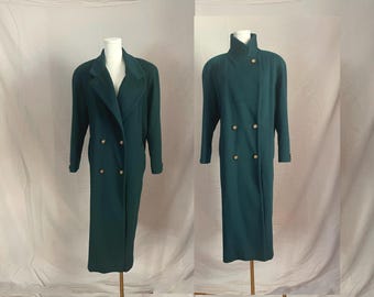 Cappotto da donna verde XL Vintage / doppiopetto / bottoni dettagliati / anni '80, '90, '80 / verde smeraldo / taglia comoda / petite / taglia 14