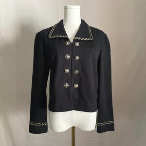 Cárdigan negro vintage, blazer náutico de verano, estilo años 80, cruzado, botones dorados, talla mediana, Jessica Howard