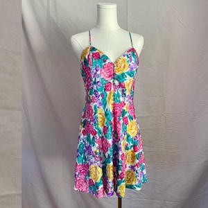 Pink Floral Babydoll Lingerie Y2K Vintage | slip Dress | 90s sleepwear pajamas nightie |