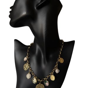 Gold stainless steel charm necklace,