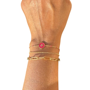 Triple gold and rose gold stainless steel chain bracelet,