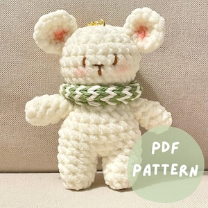 かぎ針編みパターン - かわいいミニクマのかぎ針編みパターン、あみぐるみクマベビーかぎ針編みバッグチャームキーチェーン、かぎ針編みクマぬいぐるみぬいぐるみ