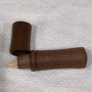 Natural Walnut, Pill box or Toothpick holder for purse or Pocket.