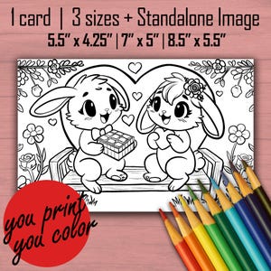 Para imprimir - Lineart para colorir - Cartão de felicitações para o dia dos namorados