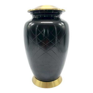 Modern, Finely Etched Metal Memorial Funeral Cremation Urn for Adult Human Ashes 10&quot;