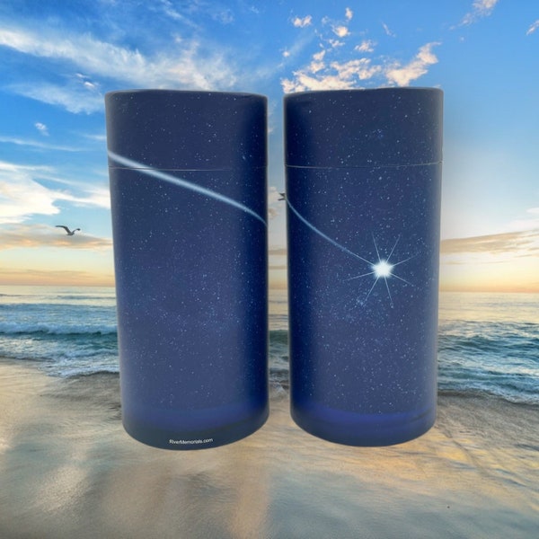 Set of 2 - Large (12"x5")-Shooting Star - Biodegradable Scatter Tube, Paper Urn, Biodegradable Urn, Water Burial, Cremated Ashes