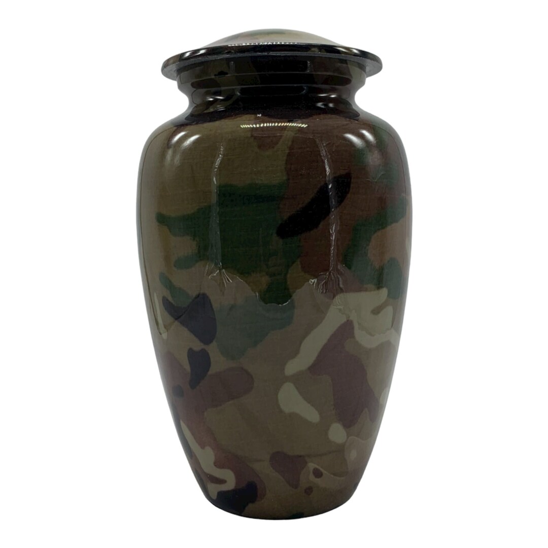 Camouflage Aluminum Memorial Funeral Cremation Urn for Adult Human