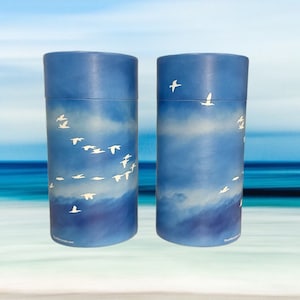 Set of 2 - Medium (8&quot;x4&quot;)- Birds of a Feather - Biodegradable Scatter Tube, Paper Urn, Biodegradable Urn, Water Burial, Cremated Ashes