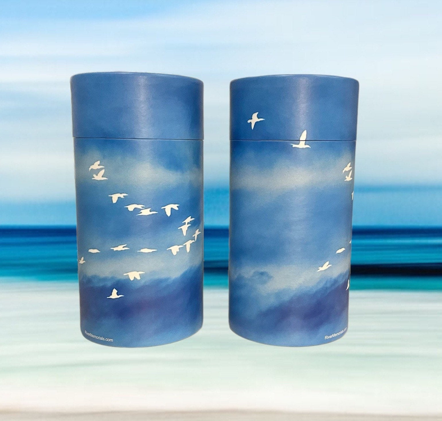 Set of 2 - Medium (8"x4")- Birds of a Feather - Biodegradable Scatter Tube, Paper Urn, Biodegradable Urn, Water Burial, Cremated Ashes