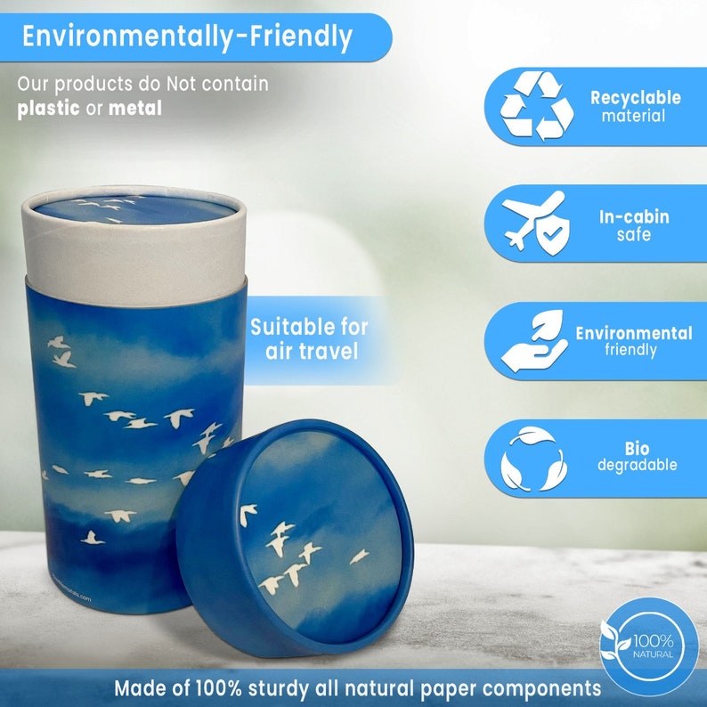 Medium 8x4 Birds of a Feather Biodegradable Scatter Tube, Paper Urn