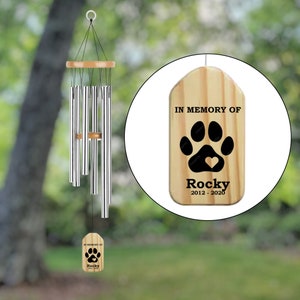 Personalized Engrave Pet Memorial Outdoor Wind Chime-Pet Lose Remembering Gift - Outdoor Dog Cat Loss Sign for Garden