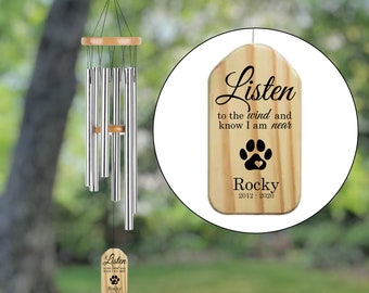 Personalized Engrave Pet Memorial Outdoor Wind Chime-Pet Lose Remembering Gift - Outdoor Dog Cat Loss Sign for Garden
