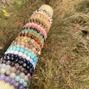 Natuurlijke kristallen kralenarmband, handgemaakte edelsteensieraden, helende energiearmband, verstelbaar cadeau voor dames en heren