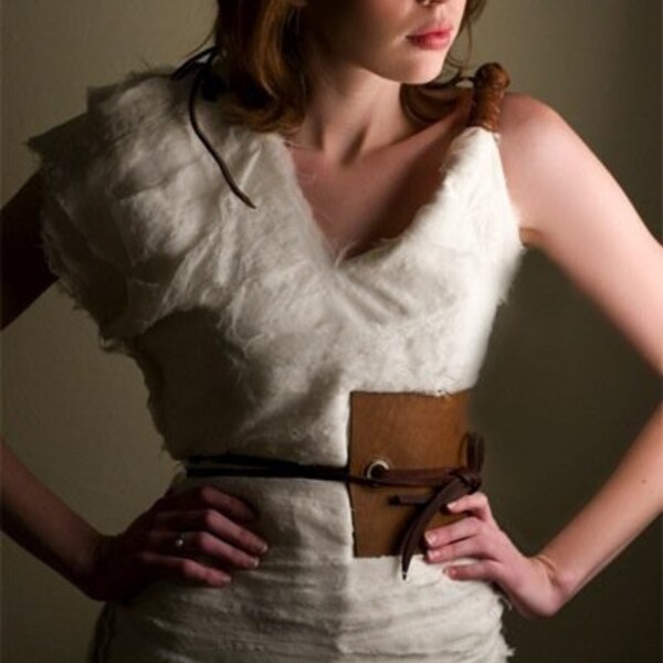 Raw Distressed Beauty Signature Asymetrical Summer Mini w/leather belt