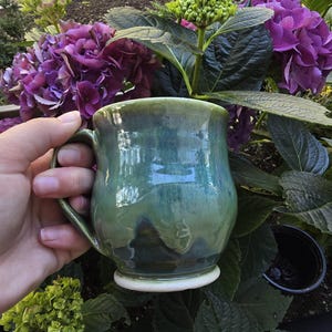 Handmade Stoneware Mug - 12oz - Green Glaze