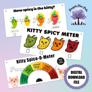 Vétérinaire chat chien tempérament Cage cartes Spicy Kitty canin félin imprimable A4 PDF