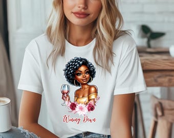 Wining Down PNG: Funny Wine Glass Graphic (Digital Download