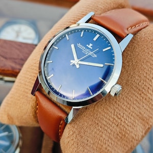 1970's Vintage Jaeger le-coultre Manual Hand winding Wrist Watch. Gift for him, Swiss watch,, Highly collectible watch, blue watch