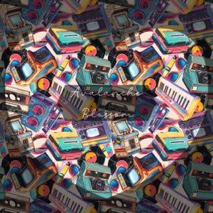 Retro 80s Seamless Pattern Digital Download | Arcade, Cassette, Vinyl, Boombox, Vintage Aesthetic