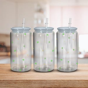 St. Patrick&#39;s Day Shamrock | Libbey Glass Tumbler Wrap PNG | Sublimation Design | Digital Download