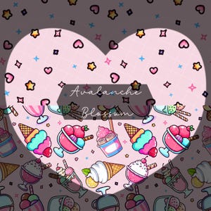 Pink Sweet Treats & Stars Pink Seamless Pattern Bundle | Digital Download | Kawaii | Fabric, Scrapbooking, Sublimation | Commercial use
