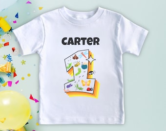 Personlig T-shirt med insekts första födelsedag: Anpassad 1-årsdagströja