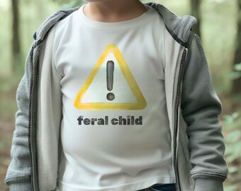 Feral Child Warning Sign Toddler Tee: Watercolor Graphic Shirt