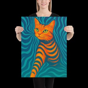 Psychedelic Cat Art Poster – Vibrant Trippy Wall Decor