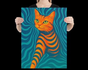 Póster de gato psicodélico: decoración de pared vibrante y alucinante