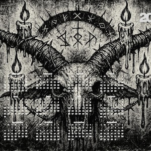 2026 Metal & Gothic Calendar Bundle – Dark Art Skull and Fantasy Calendars | Heavy Metal, Occult, and Fantasy Warrior PNG Prints