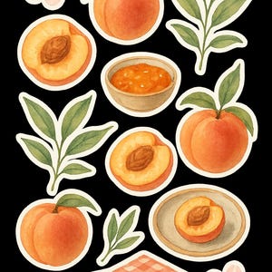 Peach-Themed Watercolor Sticker Set – SVG Files for Cricut & Silhouette (Digital Download)