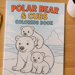 Polar Bear & Cubs Malvorlagen - 13 Printable PDF (8,5x11) | Aurora Borealis, Tiere der Arktis, zum Ausmalen für Kinder und Erwachsene