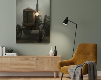 Impresión de arte mural de tractor vintage / Decoración de granja melancólica / Póster rústico para guardería / Maquinaria agrícola antigua / Descarga digital imprimible