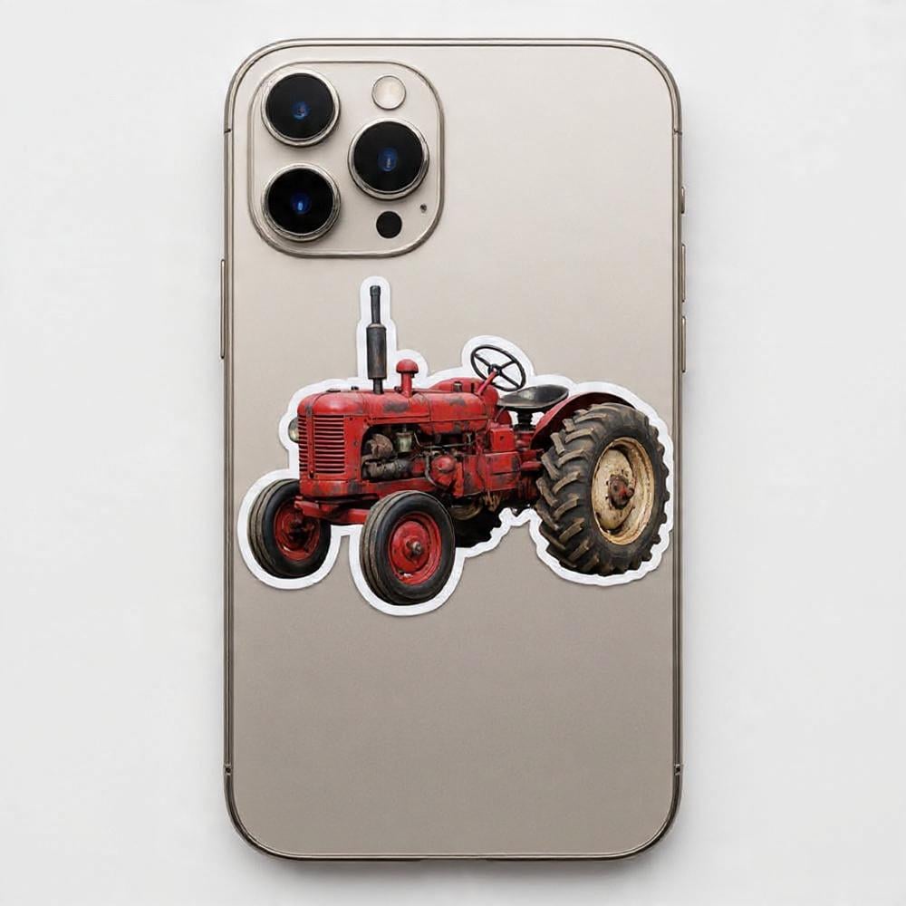 Tractor Rodeo Sticker Vintage Red Tractor Sticker - Rustic Farm Equipment Decal, Antique Farm ...