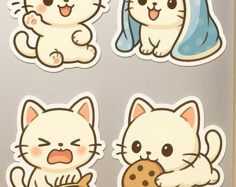 Hoja de pegatinas de gato chibi kawaii: adorables pegatinas para tu agenda