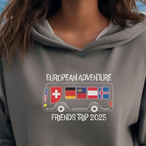 Personalized European Adventure Hoodie: Matching Family Travel Sweatshirt