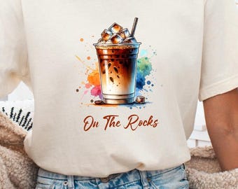 Iced Coffee Shirt | On The Rocks Graphic Tee | Coffee Lover Gift