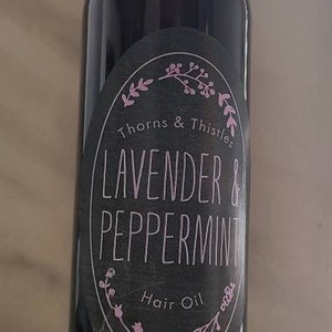 Lavender & Peppermint Hair oil made with pure essential oils.  Handmade with love